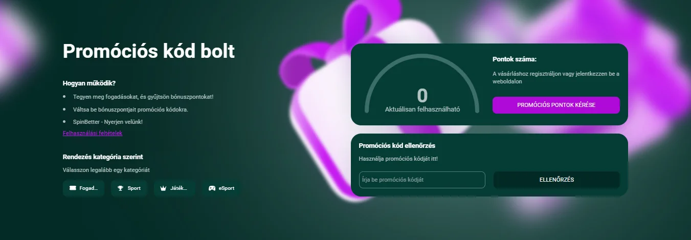 SpinBetter promóciós kód